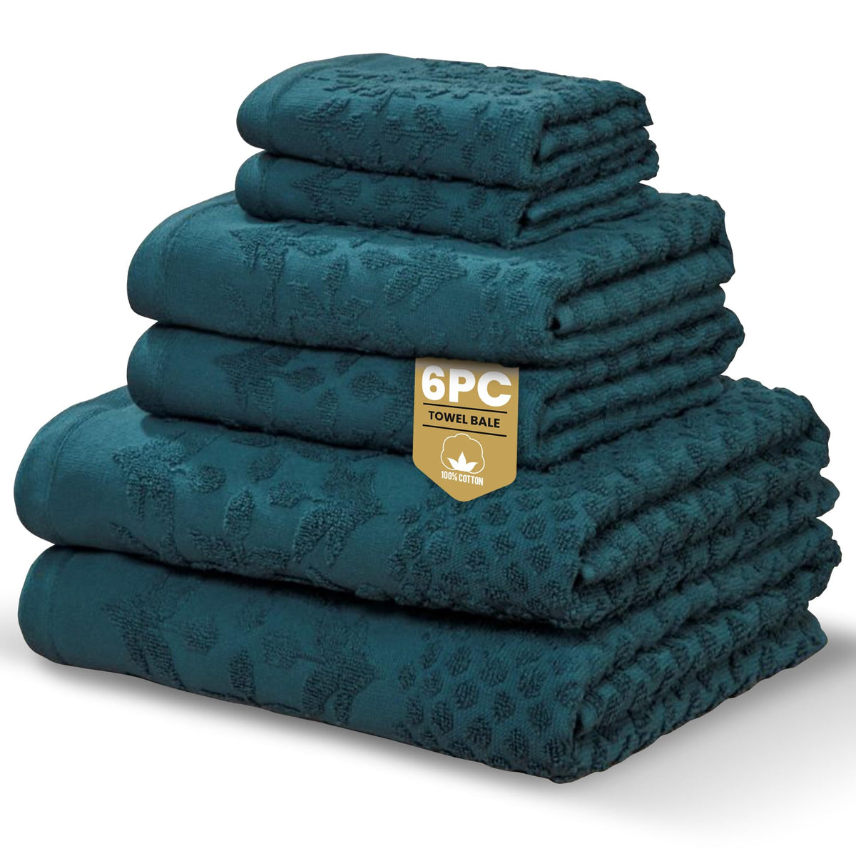Rapport Home Versailles Jacquard 6-Piece Towel Bale | Luxurious 100% Cotton 500GSM Bathroom Set for Soft Absorbent Comfort and Elegant Style