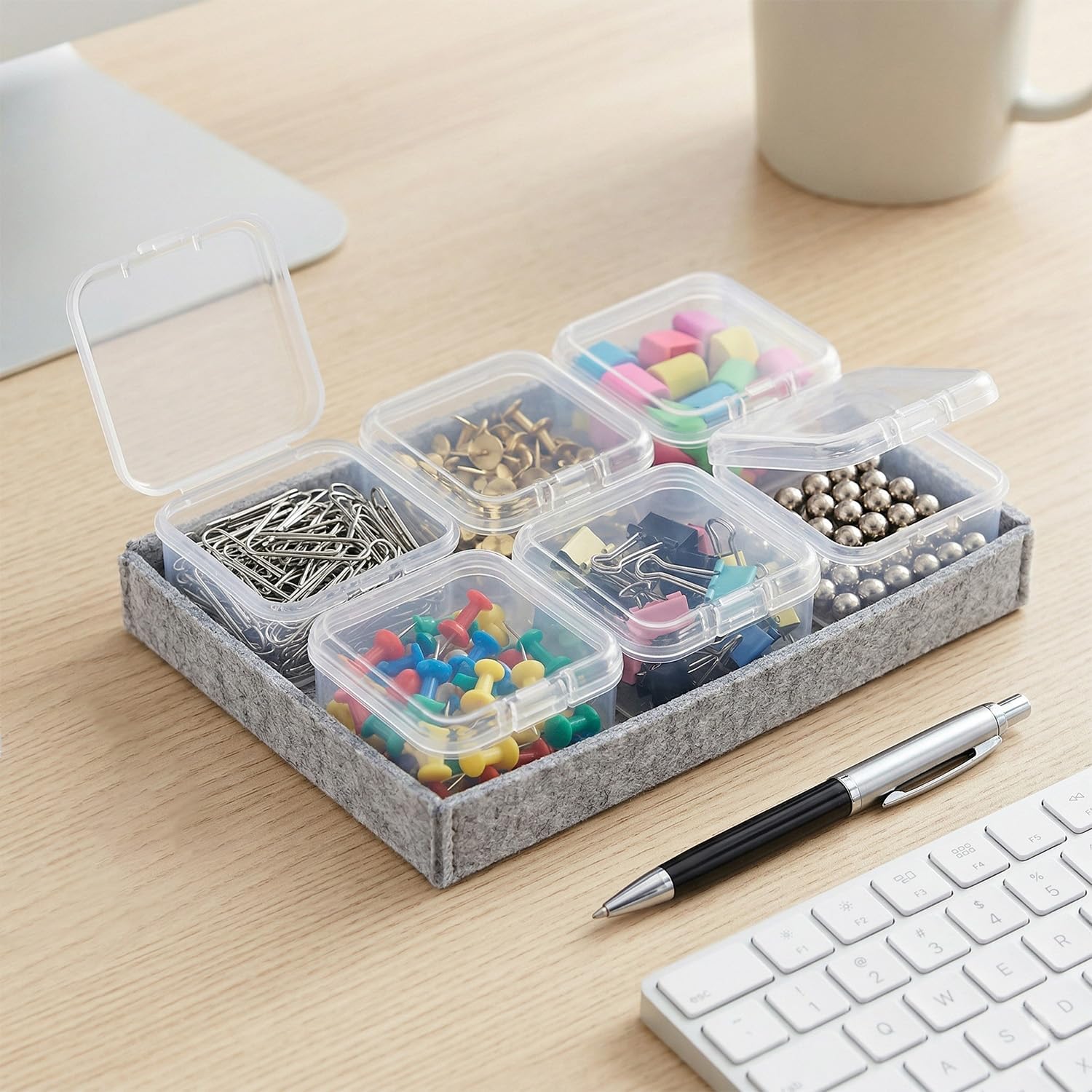 Rumyve 6Pcs Clear Plastic Storage Boxes with Lids - Mini Rectangular Containers for Beads, Business Cards, Pills, and Small Items(4.5 * 4.5 * 2 cm)