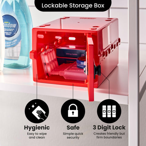 Lockabox Mini™ | Small Lockable Box with Combination Lock (3L) | Compact Storage Lock Box for Small Medicines, Snacks & Mobile Phones