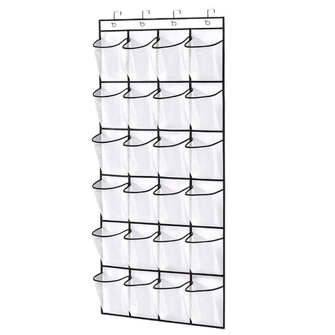 SOPSTUO Hanging Shoe Storage, Over Door Shoe Storage, Door Shoe Rack, 24 Breathable Mesh Huge Pockets