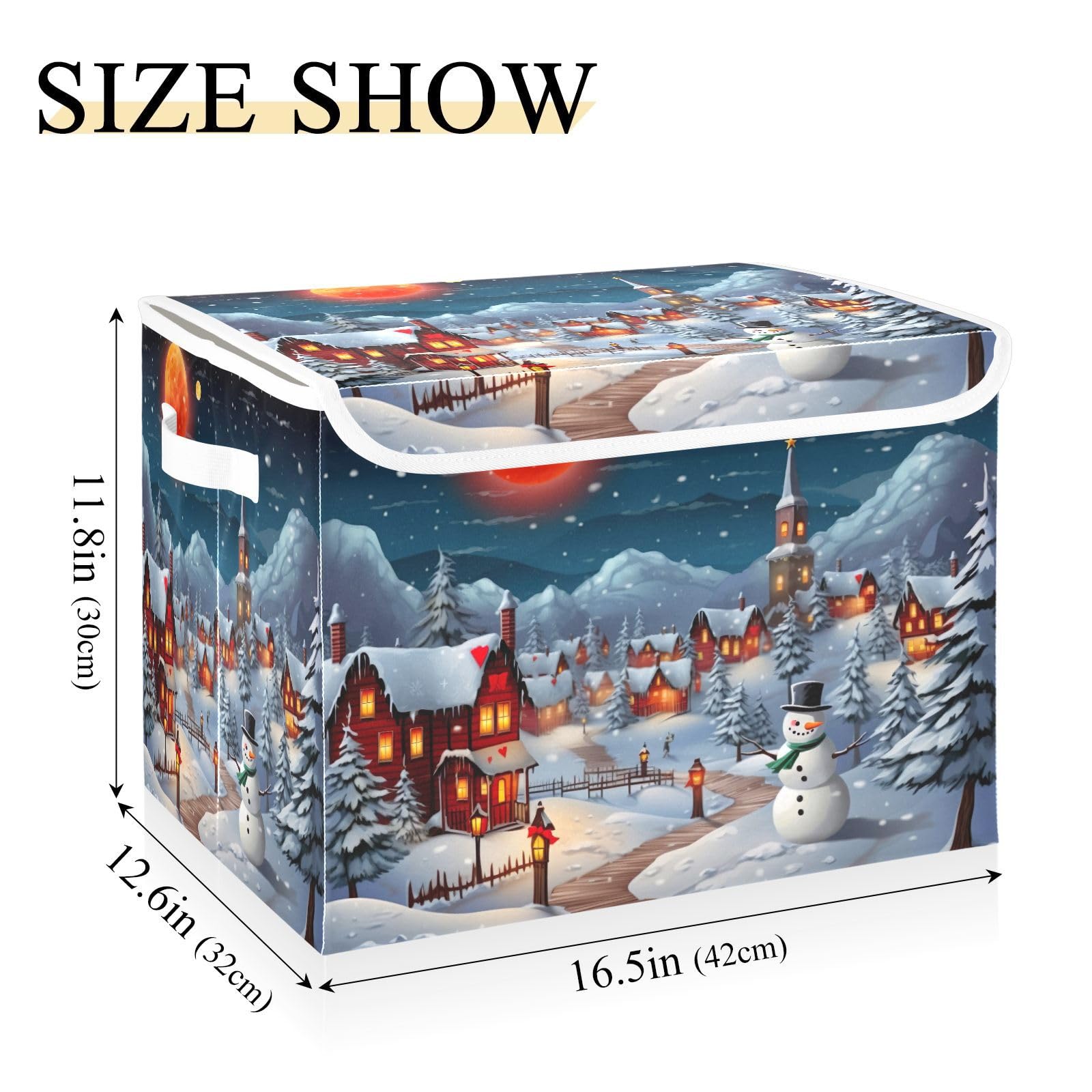 JUMBEAR Christmas Eve Collapsible Storage Bins With Lids,Foldable Fabric Storage Boxes,Storage Basket Closet Bin for Christmas Decorations