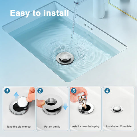 Diboniur 2 Pieces Upgraded Sink Plug 32–41 mm with Pull-Out Design