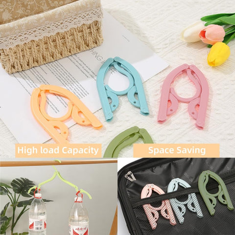 Kiswleon 28PCS Portable Travel Hangers,Four Colors Travel Coat Hangers,Plastic Travel Hanger Foldable,Folding Coat Hanger for Travelling,Foldable