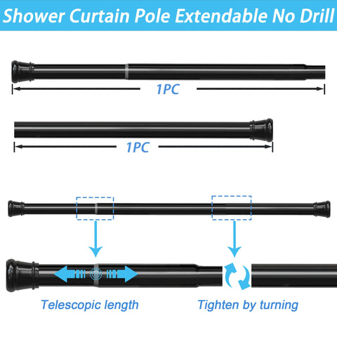 1PC No Drill Curtain Pole, No Drill Curtain Pole, Shower Pole Extendable for Shower Curtain,Door Curtain, Bathroom