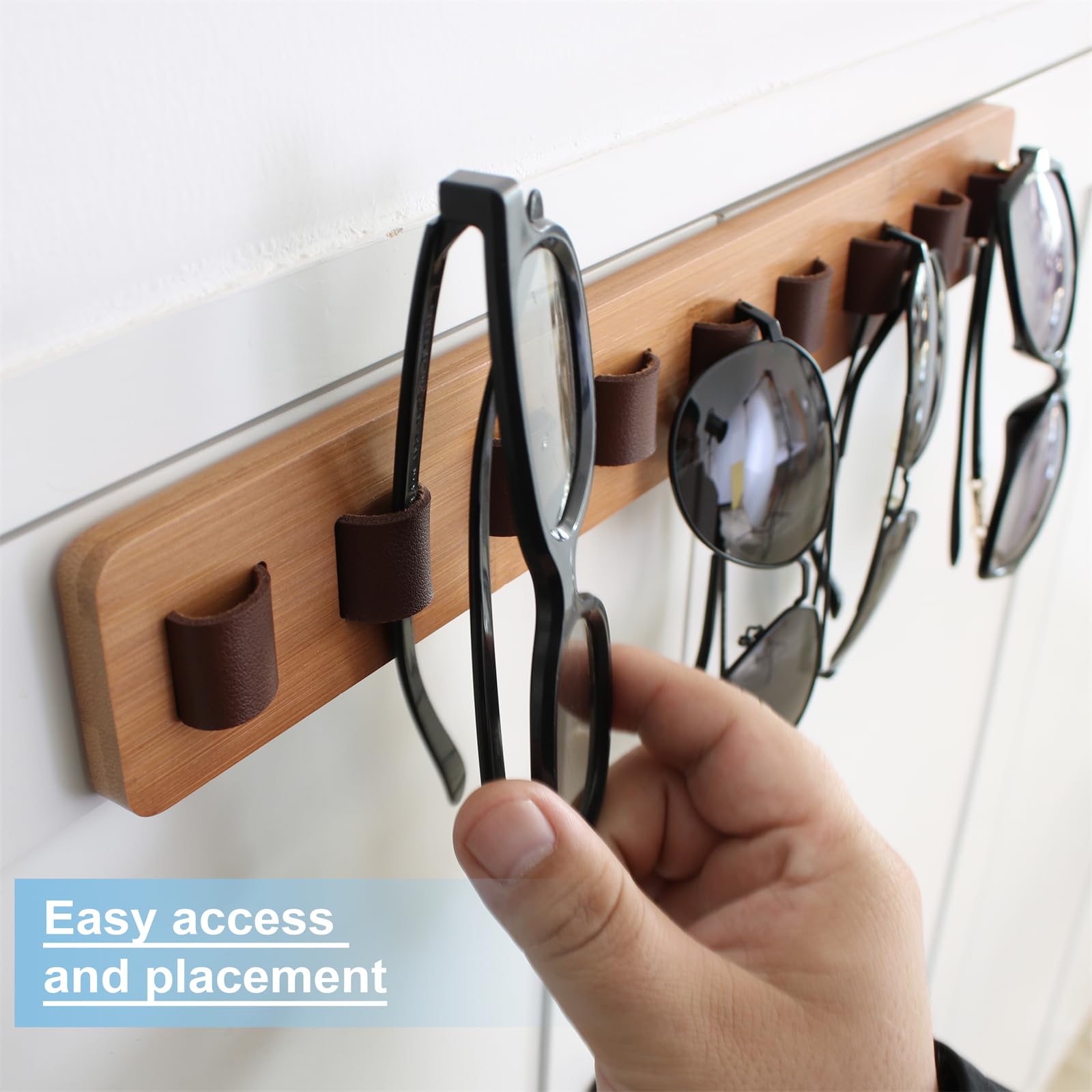 FINDAMAZE Sunglasses Organizer Wood Sunglasses Storage Wall Mounted Glasses Holder/Sunglasses Stand Eyewear Display for Men or Women