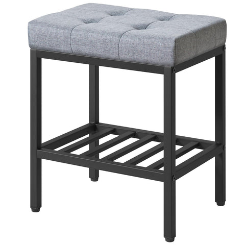 IBUYKE Rectangular Makeup Stool, Linen Seat Vanity Chair, Blue Gray WBD017L