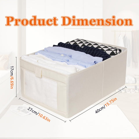 IHOMAGIC 2Pack Wardrobe Storage Organiser, Foldable Storage Box in Linen, Stackable Fabric Boxes with Handles