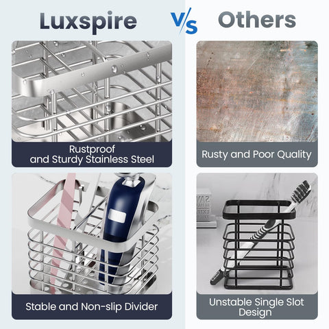 Luxspire Toothbrush Holders for Bathroom, Stainless Steel, 2 Slots, Silver