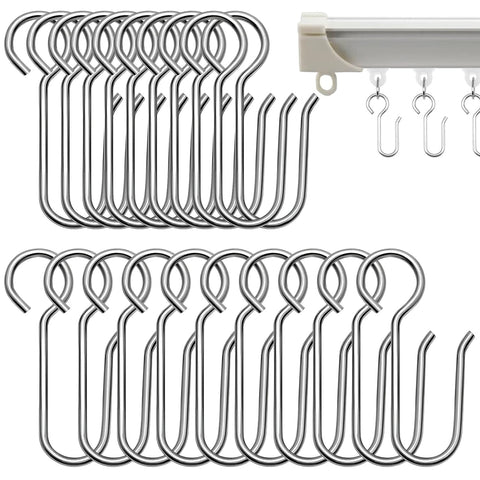 Uskerb Metal Curtain Hooks (20Pcs) - Versatile Track Hooks for Windows, Doors & Showers