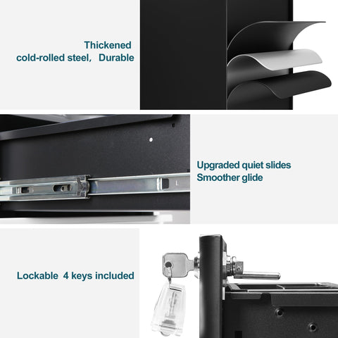 LVSTEEL Lockable 3-Drawer Metal Filing Cabinet on Wheels, Fully Assembled Mobile Office Storage for A4/Letter/Legal
