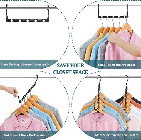 Eupako 12 Pack Space Saving Hangers, Black Closet Organizers and Storage