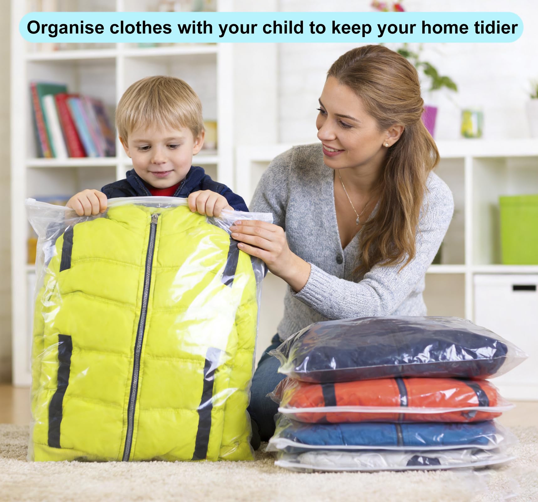 QISF 60 x 70 cm Reusable Ziplock Bags for Clothes - 20 Pcs Store & Protect Zip Seal Clothes Storage Bags，Large Clear Seal Bag Waterproof Luggage