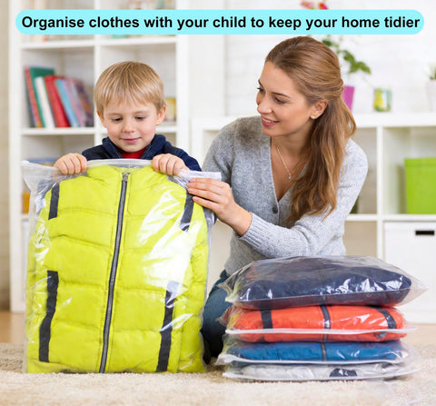 QISF 60 x 70 cm Reusable Ziplock Bags for Clothes - 20 Pcs Store & Protect Zip Seal Clothes Storage Bags，Large Clear Seal Bag Waterproof Luggage