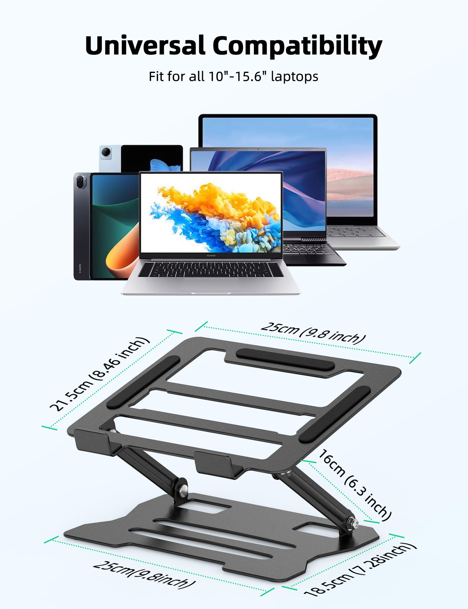 Rupoku Adjustable Laptop Stand, Ergonomic Laptop Riser Heat Vent Computer Stand for Desk