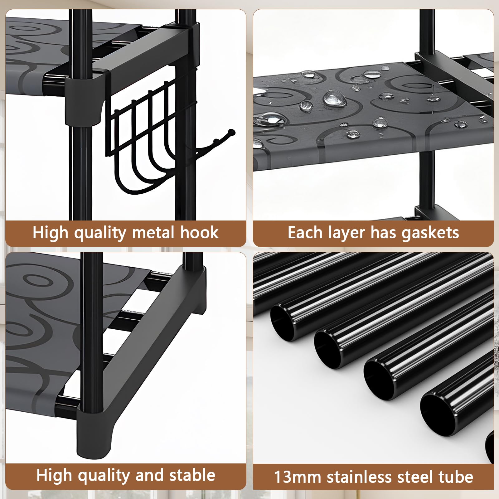 Altdnmaf 5 tier Shoe and Boot Storage Rack, 84cm Wide Large Welly Stand, Stackable Long Show Rack, for Entryway, Hallways, Kitchens