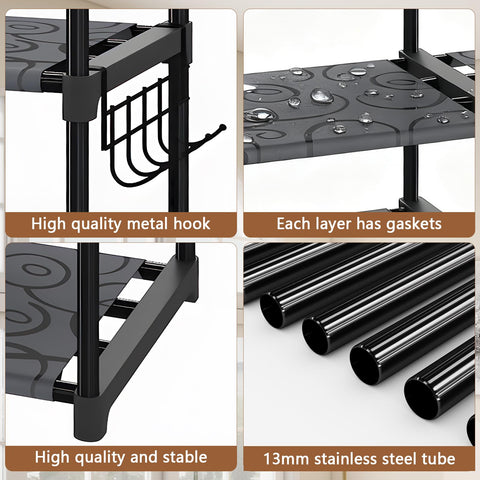 Altdnmaf 5 tier Shoe and Boot Storage Rack, 84cm Wide Large Welly Stand, Stackable Long Show Rack, for Entryway, Hallways, Kitchens