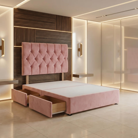 Bed Centre Ziggy Plush Small Single Divan Base 30" Headboard, Pink, 0 Draw