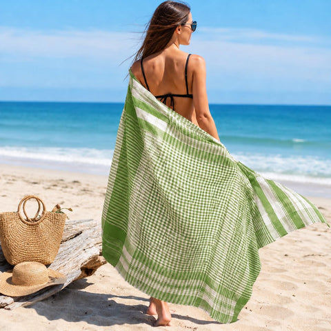 Mayaka786 Light weight Gamcha Bath Towel - Indian Bengali Style (Green)