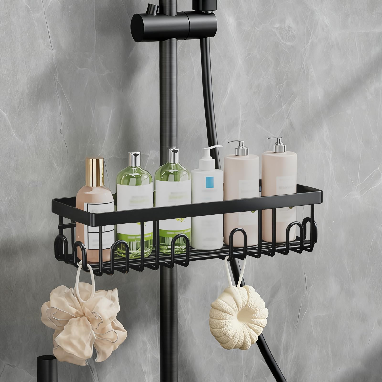 Ziyonix Shower Caddy Shelf No Drilling, Stainless Steel Bathroom Shelves Storage for Shampoo Shower Storage Accessories Shampoo Holder for Shower