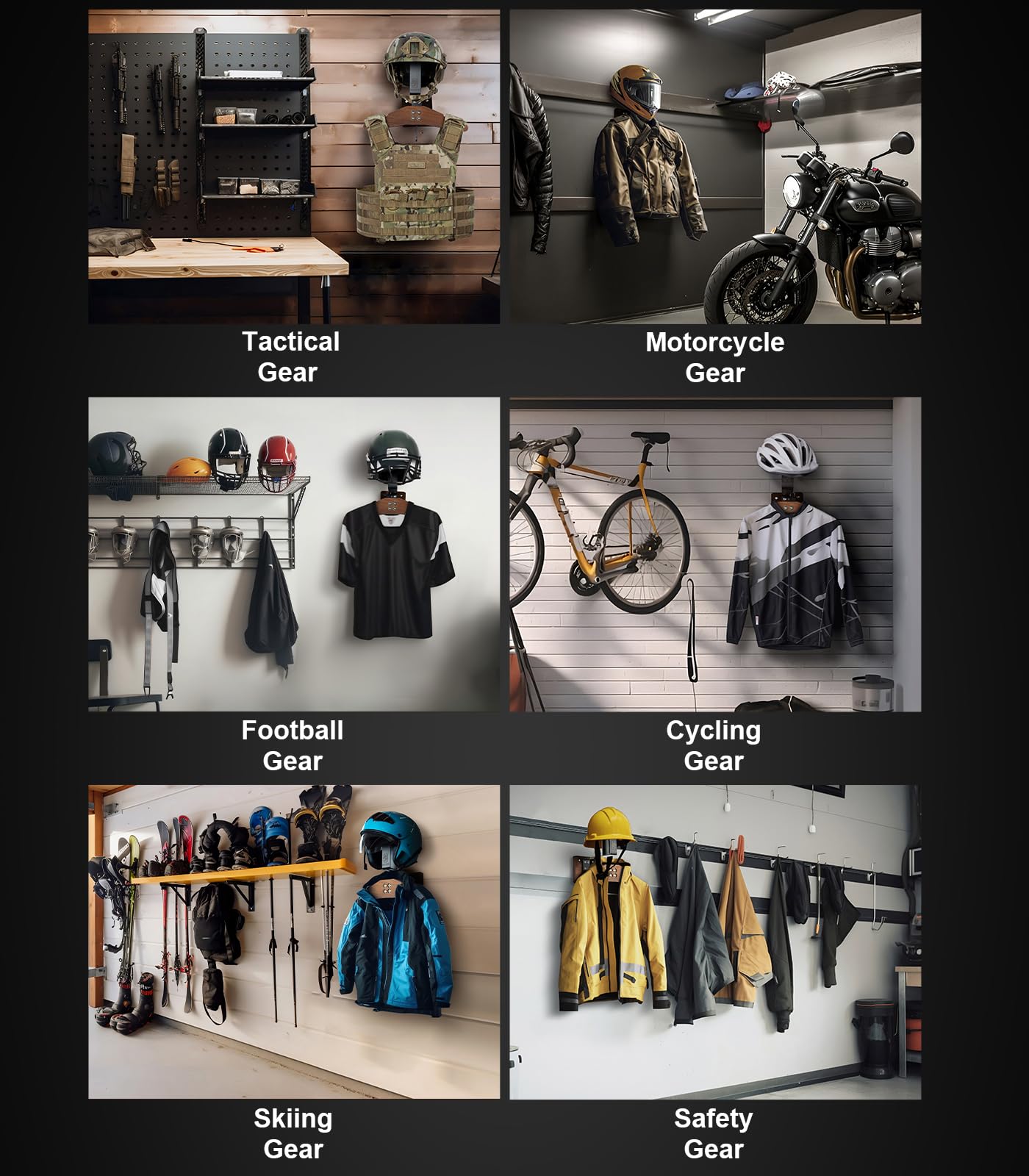 OneTigris Motorcycle Helmet Stand Wall Mount – Heavy-Duty Helmet & Jacket Hanger, Wall-Mounted Stand for Motorbike Gear & Tactical Equipment