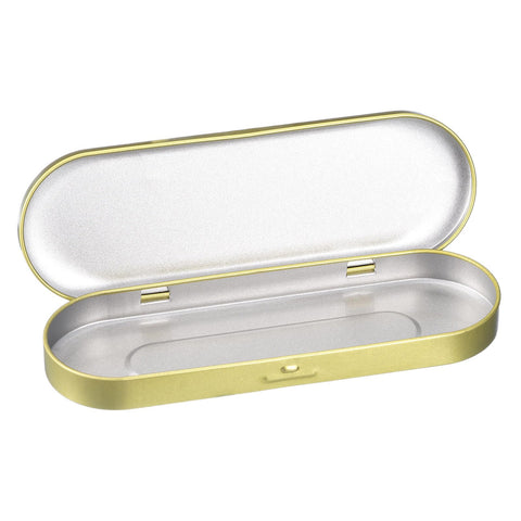 sourcing map 1 Pcs Metal Tin Box Container, 6.9x2.4x0.7 Inch Oval Empty Hinged Lid Box Mini Portable Storage Containers for Candy Drawing Pin Crafts