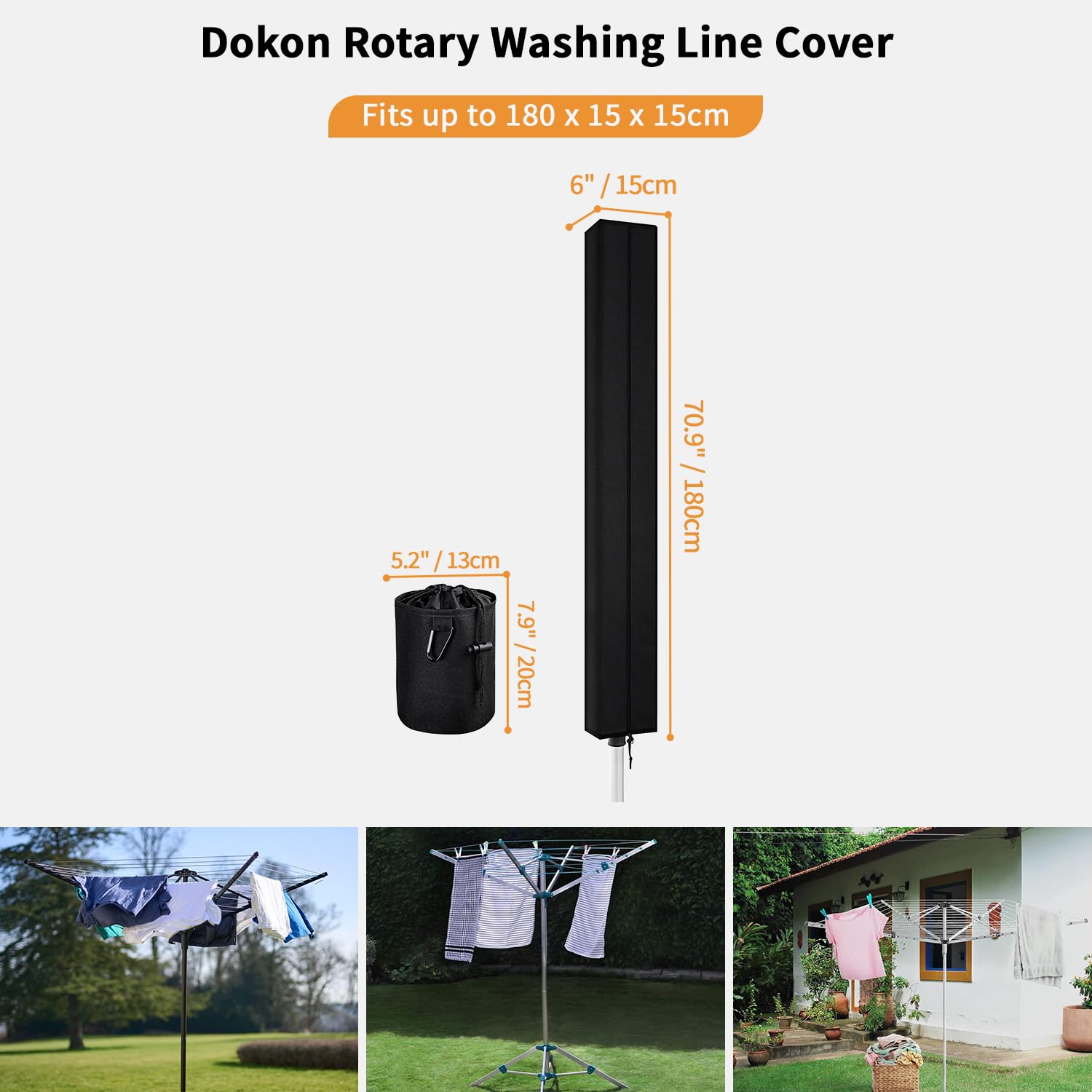 Dokon Rotary Washing Line Cover Waterproof, Airer & Dryer Covers with Zip