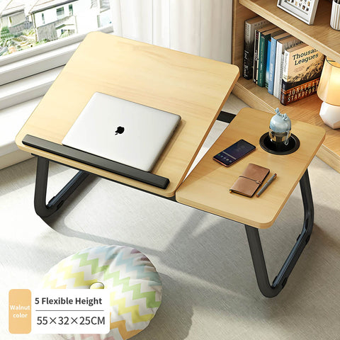 Laptop Desk, Laptop Bed Table with Foldable Legs & Cup Slot, Reading Holder Notebook Stand Breakfast Bed Tray Book Holder for Sofa, Bed, Terrace