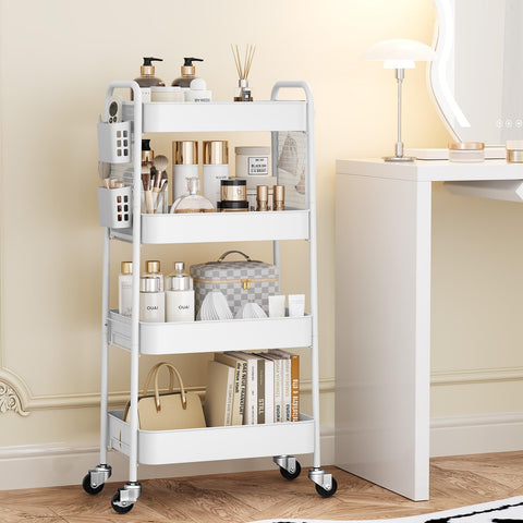 Urackify 4 Tier Storage Trolley on Wheels, White