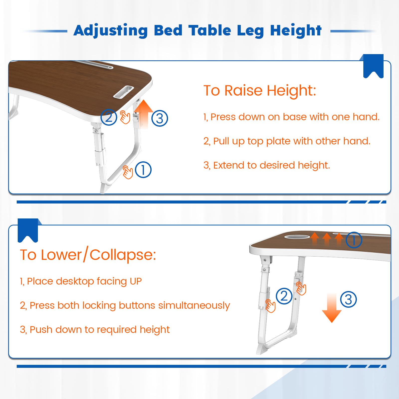 Laptop Desk, Laptop Bed Table with Cup Slot, Reading Holder Notebook Stand Breakfast Tray Book Holder for Sofa, Terrace, Balcony
