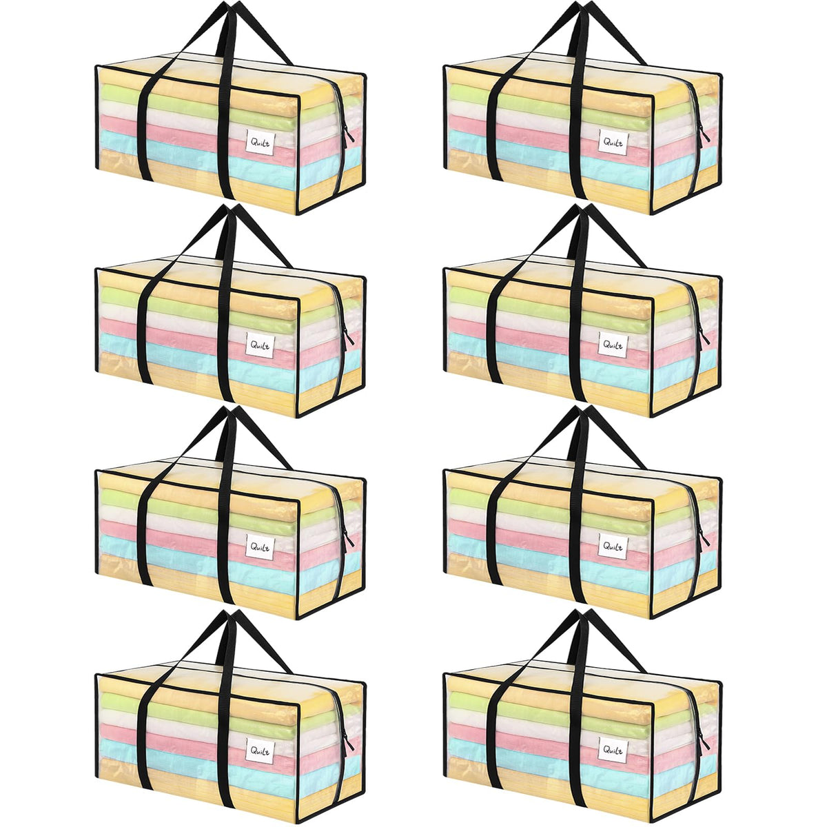 Dntorx 8 Pack 90L Moving Bags with L Zip, Clear Waterproof Storage Totes