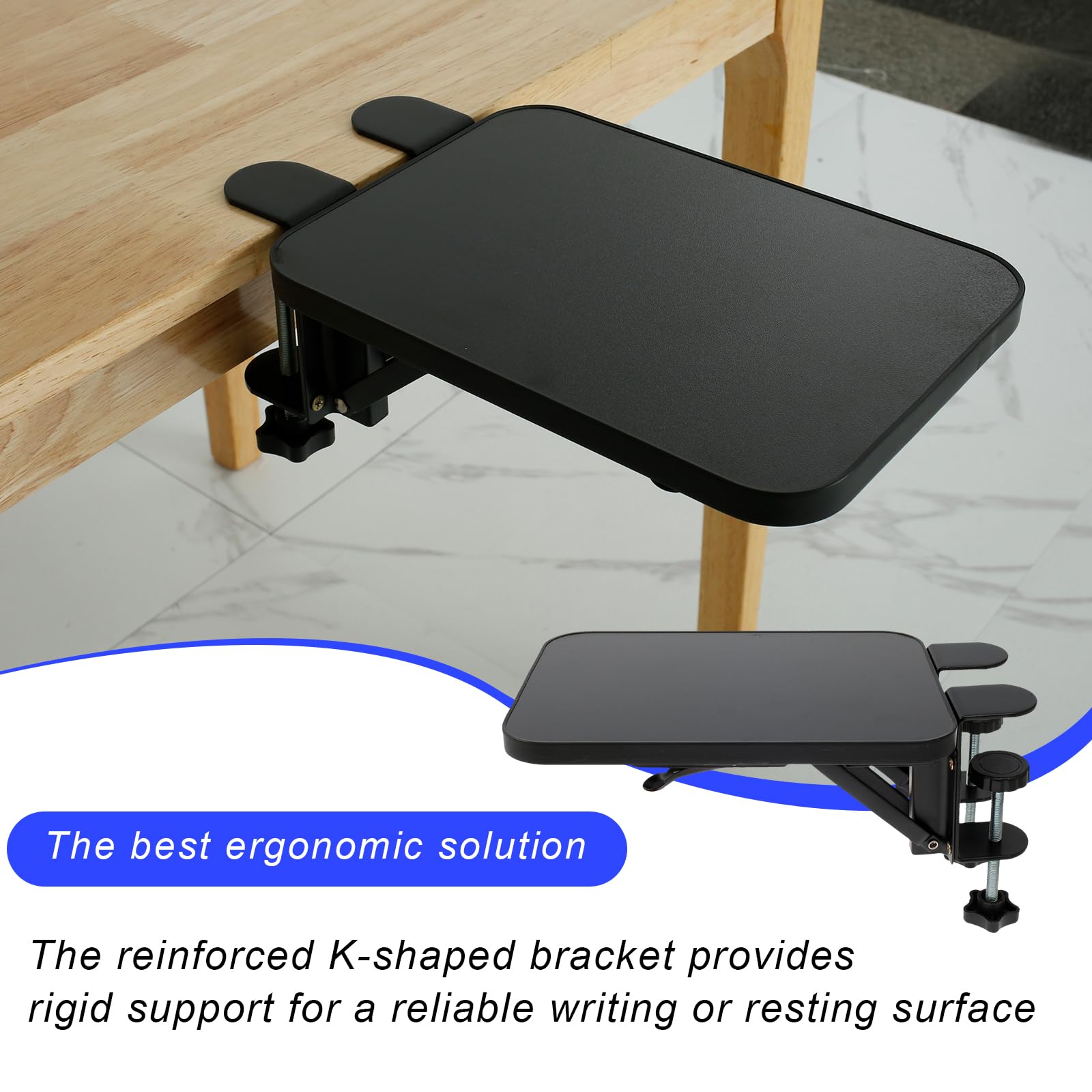 shaojian Desk Extender Tray 25x17.5cm Ergonomics Desk Arm Rest 90° Foldable Computer Keyboard Tray Clamp On Desk