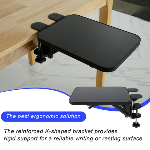 shaojian Desk Extender Tray 25x17.5cm Ergonomics Desk Arm Rest 90° Foldable Computer Keyboard Tray Clamp On Desk