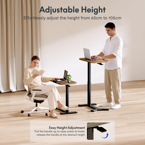 FLEXISPOT Overbed Table with Wheels, Adjustable Height Bedside Table, Rolling Laptop Desk for Bed Sofa, Small Standing Desk 60 x 40 cm