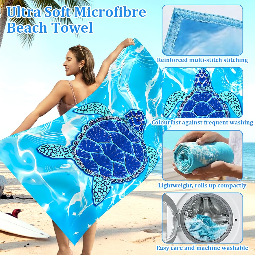 Jonuin 2 Pack Microfibre Beach Towels for Adults, 180 × 90 cm Extra Large Microfibre Beach Towel with Double Side Print, Quick Dry Towel