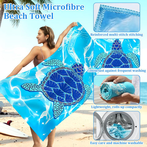 Jonuin 2 Pack Microfibre Beach Towels for Adults, 180 × 90 cm Extra Large Microfibre Beach Towel with Double Side Print, Quick Dry Towel