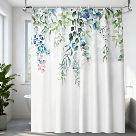 HAGOT Shower Curtain, Water and Mould Resistant Bathroom Curtain, Polyester Machine Washable Fabric, Bath Curtain with Hooks, 180 x 180 cm