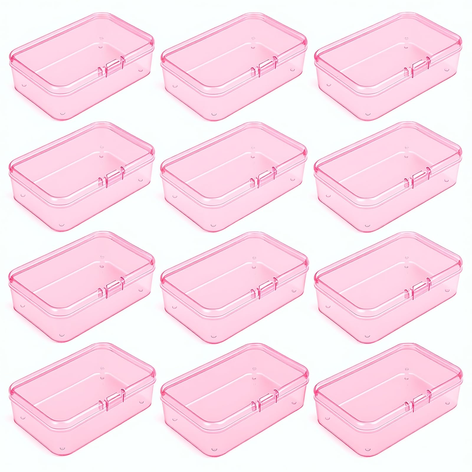 Goodma Rectangular Plastic Storage Boxes, 85 x 55 x 25 mm, Pink