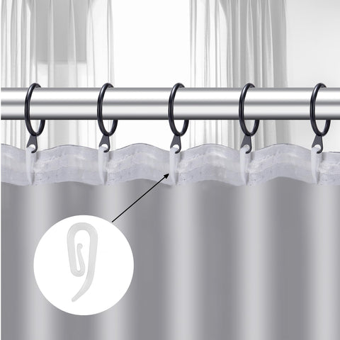 White Plastic Curtain Hooks for Door Window Curtain Header Tape Drapery Hooks 2.8x1.2cm (50PACK)