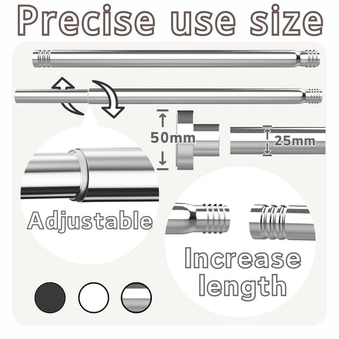 Telescopic Clothes Rail, Extendable Curtain Rod 72-145CM, φ25mm, No Drill Adjustable Spring Rod for Window Bathroom Bedroom, Silver