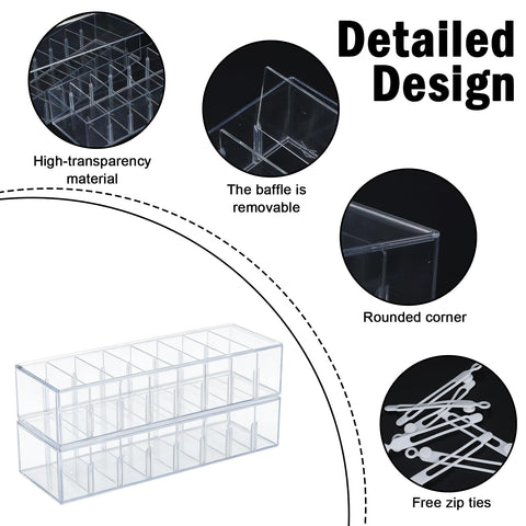 Punorric 2 PCS Cable Tidy Box Cable Storage with 8 Ties, Clear Wire Organiser Box