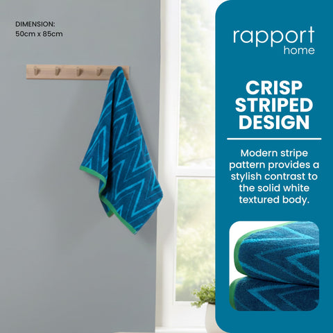 Rapport Home Helix Hand Towels 2 Pack, 50x85cm 100% Cotton - Ocean Blue