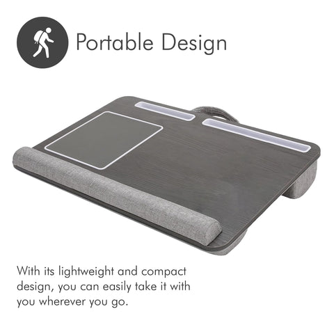 Desire2 Wooden Left Handed Computer Lap Desk with Cushions | Ergonomic Lap Desk Table for Your Home Office