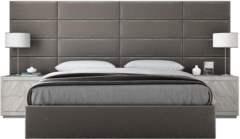 VANT Upholstered Accent Wall Panels - Packs of 4 - Easy to Install - Twin-King Size Headboard (76cm Wide, Plush Velvet Gothic Gray)