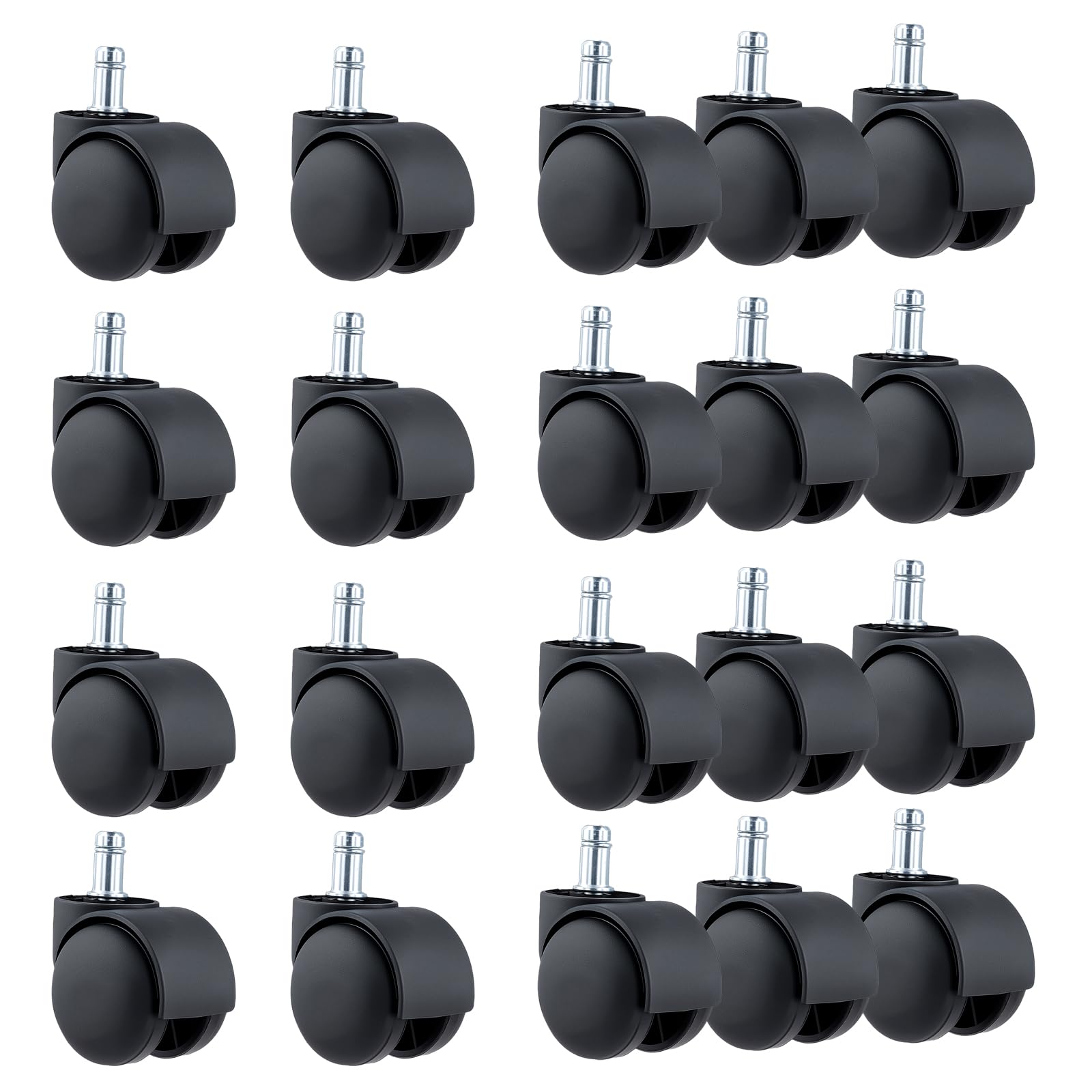 SOUJAP 20 PCS Office Desk Chair Wheels Replacement 11 Stem, Furniture Swivel Castors Wheels for furniture Computer Office Chairs
