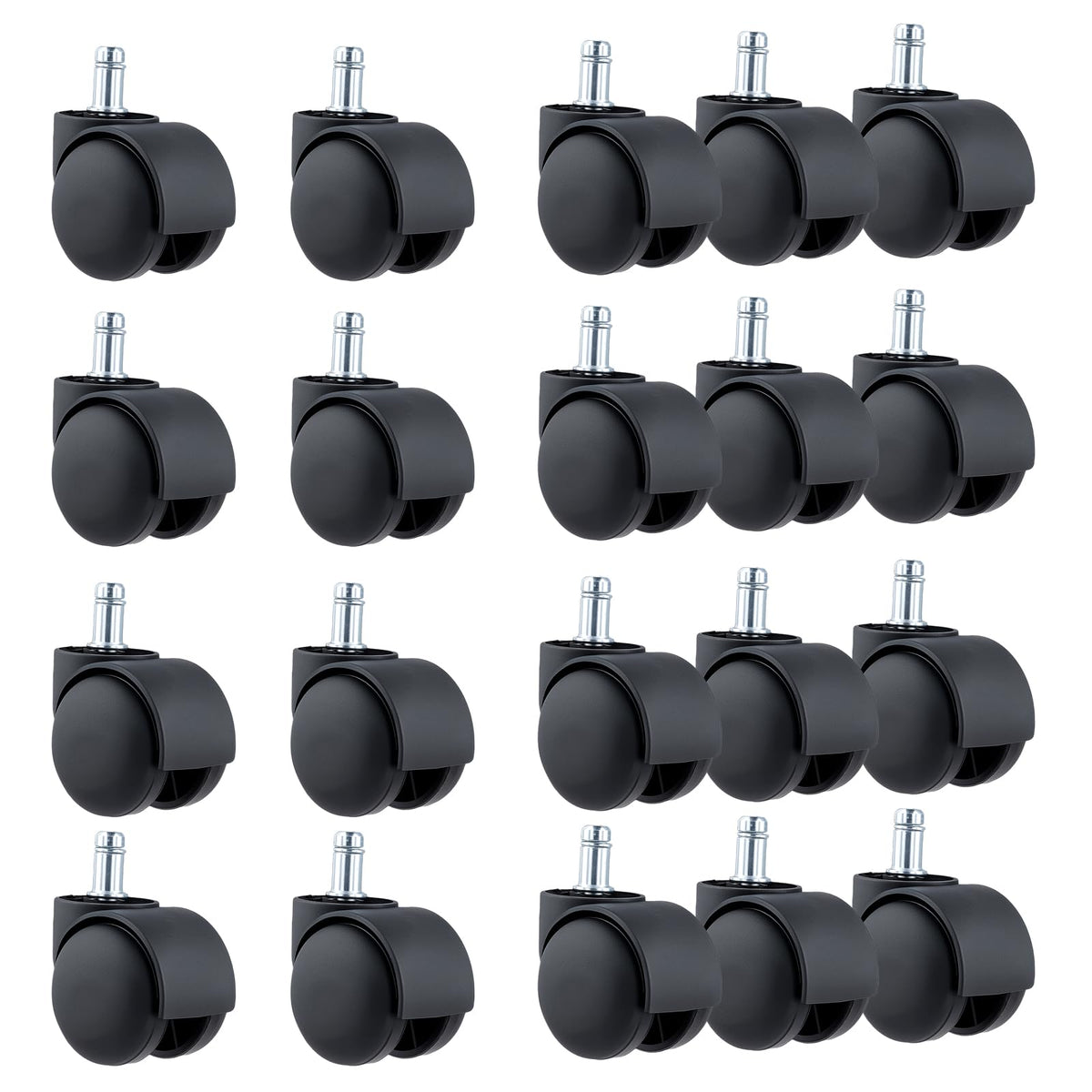 SOUJAP 20 PCS Office Desk Chair Wheels Replacement 11 Stem, Furniture Swivel Castors Wheels for furniture Computer Office Chairs