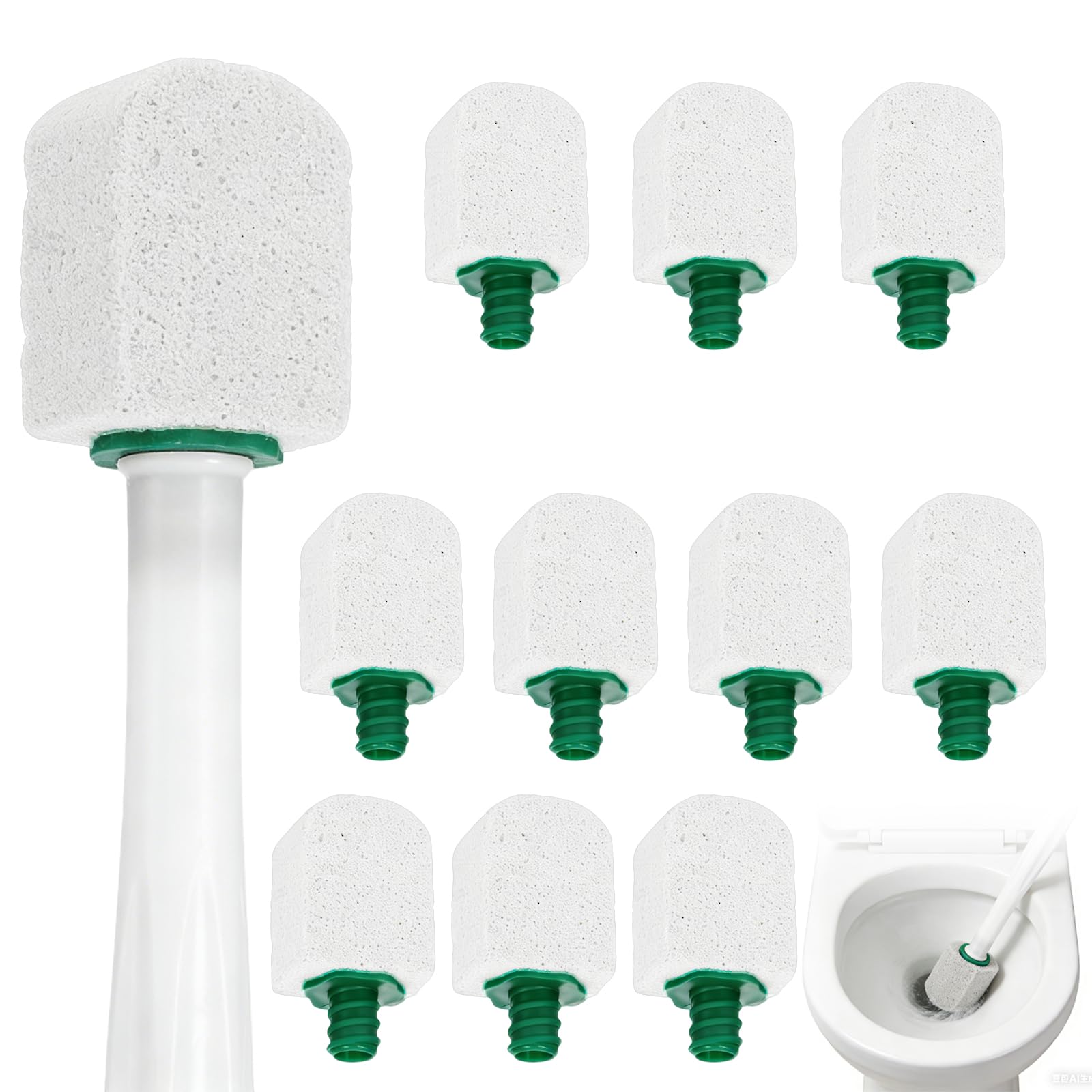 10 Pcs Pumice Stone for Toilet, Toilet Pumice Cleaning Stone with Short Handle, Nature Pumice Sticks for Clean Toilets, Pool, Bathroom (white)