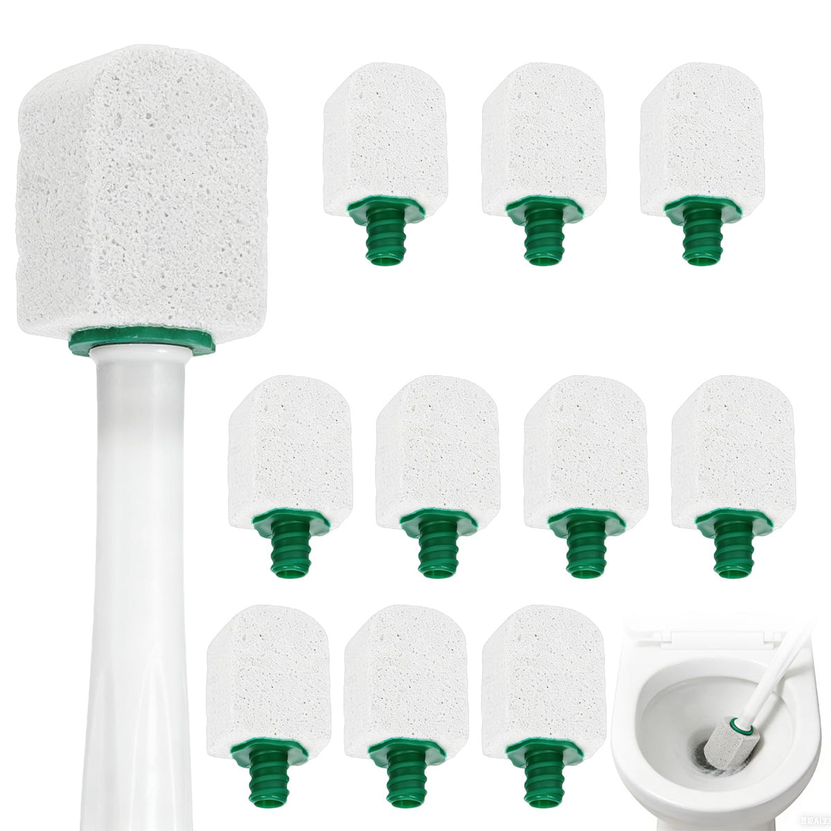 10 Pcs Pumice Stone for Toilet, Toilet Pumice Cleaning Stone with Short Handle, Nature Pumice Sticks for Clean Toilets, Pool, Bathroom (white)