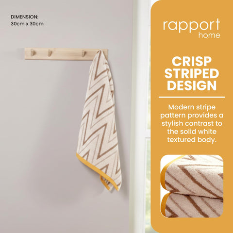 Rapport Home Helix Face Towels 2 Pack | Natural | 30x30cm | Luxurious 500GSM 100% Cotton | Oeko-Tex Certified Soft & Absorbent