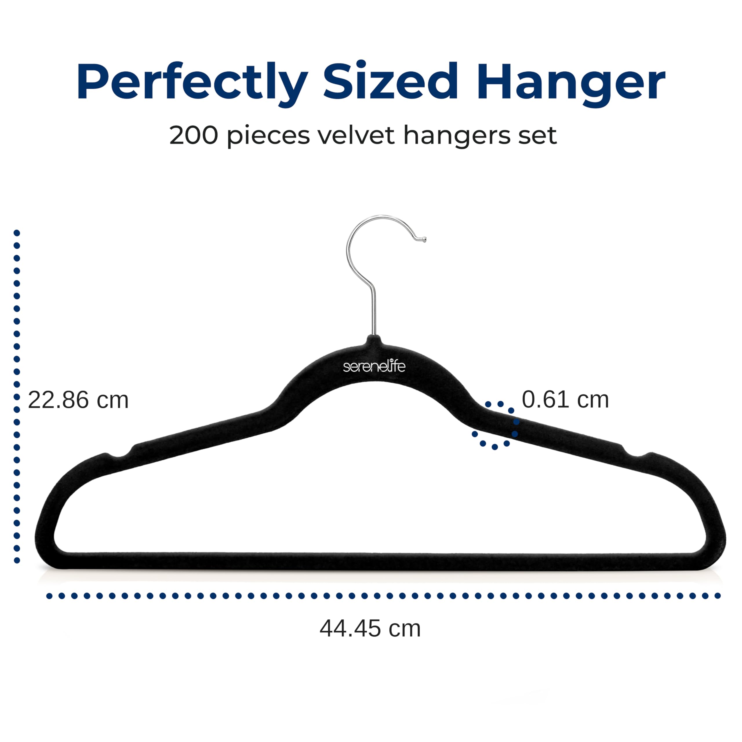 SereneLife Velvet Hangers 200 Pack - Non-Slip Felt Hangers with 360° Swivel Hook - Ultra-Thin, Lightweight Velvet Hangers for Shirts, Sweaters
