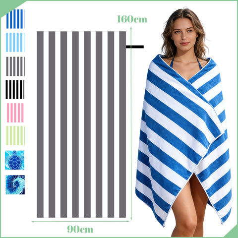 Large Microfibre Beach Towel for Adults with Bag 160x90cm,Grey Quick Dry Beach Towel with Double Sided,Lightweight Beach Microfiber Towels for Travel